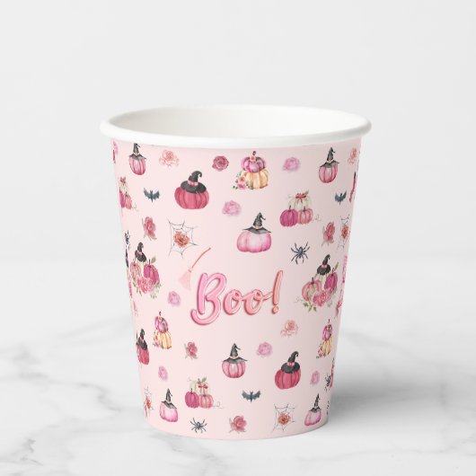 ピンクカボチャ紙カップ 紙コップ (正面)
