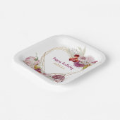 ピンクカボチャ素朴フローラハッピーバースデー ペーパープレート (傾斜あり)