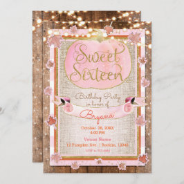 ピンクカボチャ素朴紅葉SWEET 16パーティー 招待状