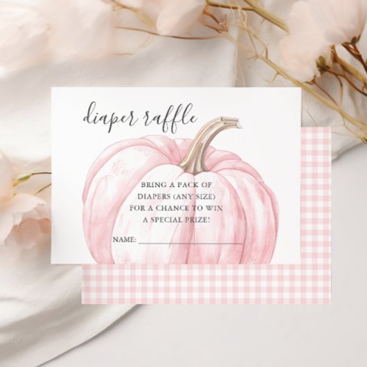ピンクカボチャ赤ちゃんガールシャワーおむつラッフルカード 出欠カード