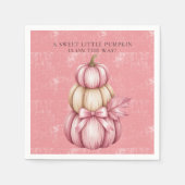 ピンクカボチャ赤ちゃんガールシャワー スタンダードカクテルナプキン (正面)