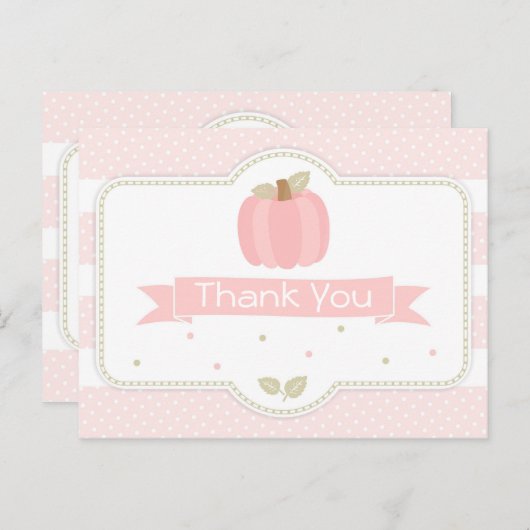 ピンクカボチャ赤ちゃんシャワーありがとうはがき ポストカード (正面/裏面)