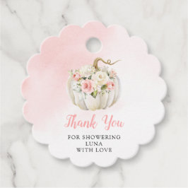 ピンクカボチャ赤ちゃんシャワーありがとうラウンド フェイバータグ