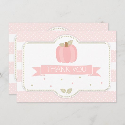 ピンクカボチャ赤ちゃんシャワーありがとう サンキューカード (正面/裏面)
