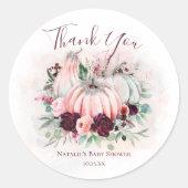 ピンクカボチャ赤ちゃんシャワーありがとう ラウンドシール (正面)