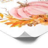 ピンクカボチャ赤ちゃんシャワーおむつラッフルサイン ポスター (角)