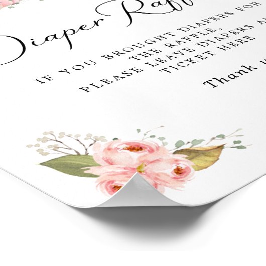 ピンクカボチャ赤ちゃんシャワーおむつラッフルサイン ポスター (角)