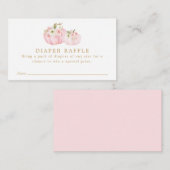 ピンクカボチャ赤ちゃんシャワーおむつラッフルチケット エンクロージャーカード (正面/裏面)