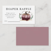ピンクカボチャ赤ちゃんシャワーおむつラッフルチケット エンクロージャーカード (正面/裏面)