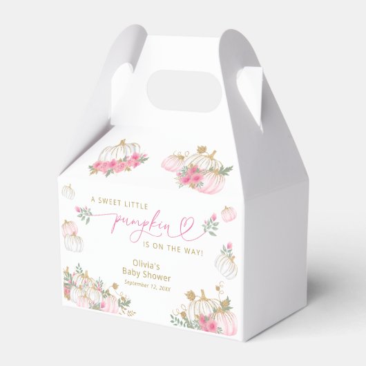 ピンクカボチャ赤ちゃんシャワーお気に入りボックス フェイバーボックス (正面サイド)