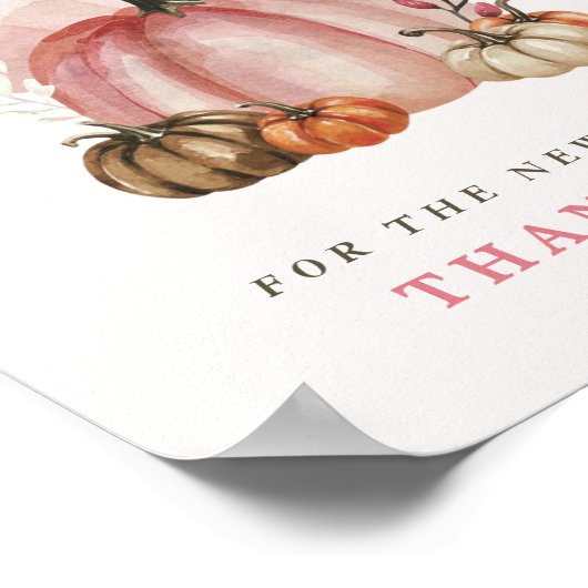 ピンクカボチャ赤ちゃんシャワーアドバイスが新しい親を願う ポスター (角)