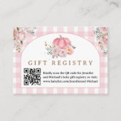 ピンクカボチャ赤ちゃんシャワーギフト登録カード エンクロージャーカード (正面)