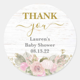 ピンクカボチャ赤ちゃんシャワークラシックラウンドステッカー ラウンドシール