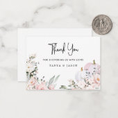 ピンクカボチャ赤ちゃんシャワーサンキューカード ノートカード (正面/裏面インサイチュ)