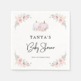 ピンクカボチャ赤ちゃんシャワーナプキン スタンダードカクテルナプキン