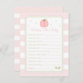 ピンクカボチャ赤ちゃんシャワーベビー アドバイスカード (正面/裏面)