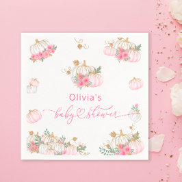 ピンクカボチャ赤ちゃんシャワーペーパーナプキン スタンダードカクテルナプキン