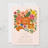 ピンクカボチャ赤ちゃんシャワーホタテ 招待状 (正面)