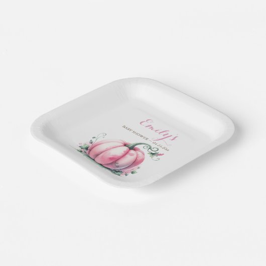 ピンクカボチャ赤ちゃんシャワー使い捨て ペーパープレート (傾斜あり)