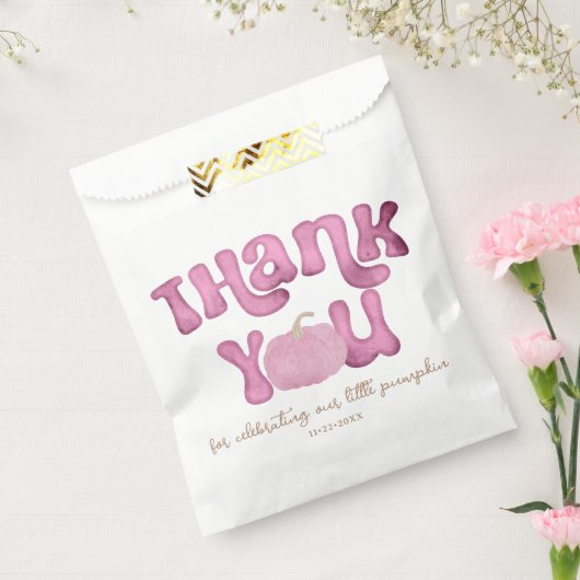 ピンクカボチャ赤ちゃんシャワー優先バッグ フェイバーバッグ (封をした状態)