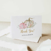 ピンクカボチャ赤ちゃんシャワー折り畳みサンキューカード サンキューカード