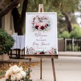 ピンクカボチャ赤ちゃんシャワー歓迎サイン ポスター