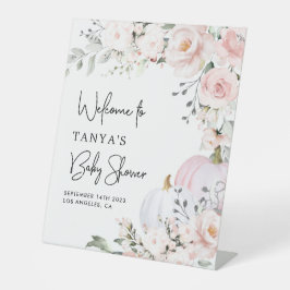 ピンクカボチャ赤ちゃんシャワー歓迎ペデスタルサイン 台座サイン