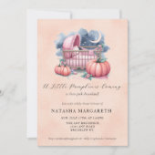 ピンクカボチャ赤ちゃんシャワー水彩フローラ&ボホ 招待状 (正面)