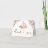 ピンクカボチャ赤ちゃんシャワー秋折り畳みありがとう サンキューカード (正面)