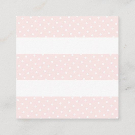 ピンクカボチャ赤ちゃん女の子シャワ名門私立校風のーストライプドット スクエア名刺 (裏面)