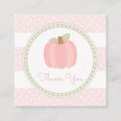 ピンクカボチャ赤ちゃん女の子シャワ名門私立校風のーストライプドット スクエア名刺 (正面)