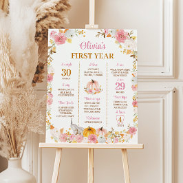 ピンクカボチャ1stバースデーマイルストーンサイン ポスター