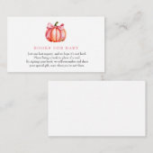 ピンクカボチャ |秋の赤ちゃんシャワー |ブックリクエスト エンクロージャーカード (正面/裏面)