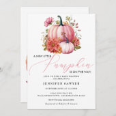 ピンクカボチャ |秋の赤ちゃんシャワー 招待状 (正面/裏面)