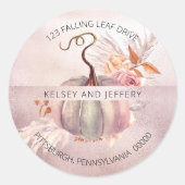 ピンクカボチャ | Boho Pampas Grass差出人住所C ラウンドシール (正面)