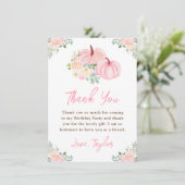 ピンクカボンプキンスフローラ誕生日パーティー サンキューカード (スタンド正面)