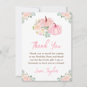 ピンクカボンプキンスフローラ誕生日パーティー サンキューカード (正面)