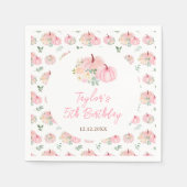 ピンクカボンプキンスフローラ誕生日パーティー スタンダードカクテルナプキン (正面)