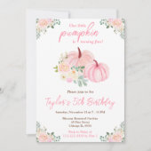 ピンクカボンプキンスフローラ誕生日パーティー 招待状 (正面)