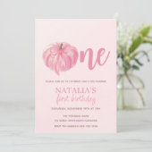 ピンクカボンプキンボーガールファースト誕生日 招待状 (スタンド正面)