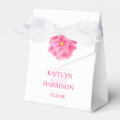 ピンクカメリアフローラアート結婚式の引き出物ボックス フェイバーボックス (正面サイド)