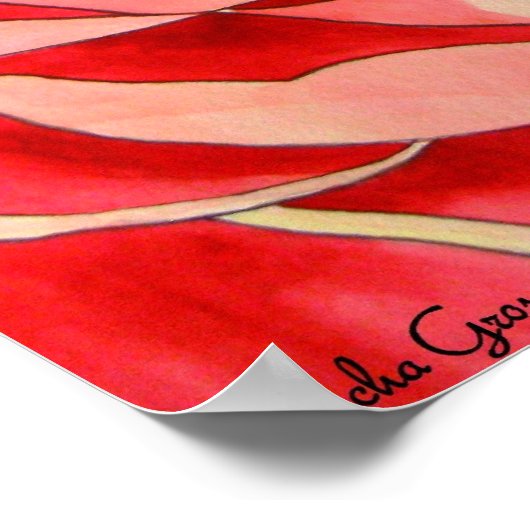 ピンクカメリア抽象芸術オリジナルアー絵画ト ポスター (角)