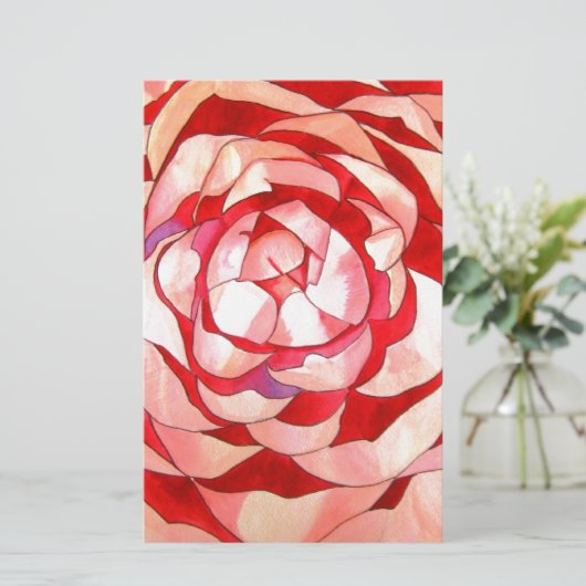 ピンクカメリア抽象芸術オリジナルアー絵画ト 便箋 (スタンド正面)