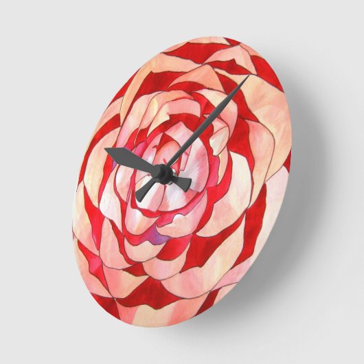 ピンクカメリア抽象芸術オリジナルア絵画ートズ ラウンド壁時計 (傾斜)