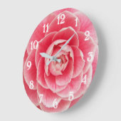 ピンクカメリア開花フローラ ラージ壁時計 (傾斜)