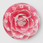 ピンクカメリア開花フローラ ラージ壁時計 (正面)