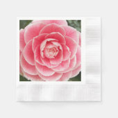 ピンクカメリア開花フローラ 縁ありランチョンナプキン (正面)
