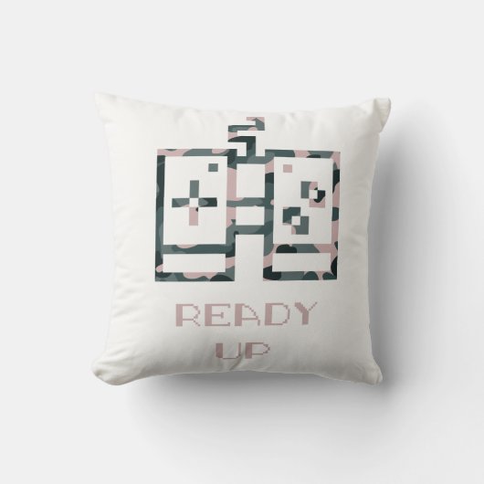 ピンクカモフラージゲームコントローラー準備ゲーマー クッション (正面)