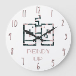 ピンクカモフラージゲームコントローラー準備ゲーマー ラージ壁時計