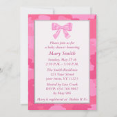 ピンクカモフラージピンクボウベビーシャワー招待状 招待状 (裏面)